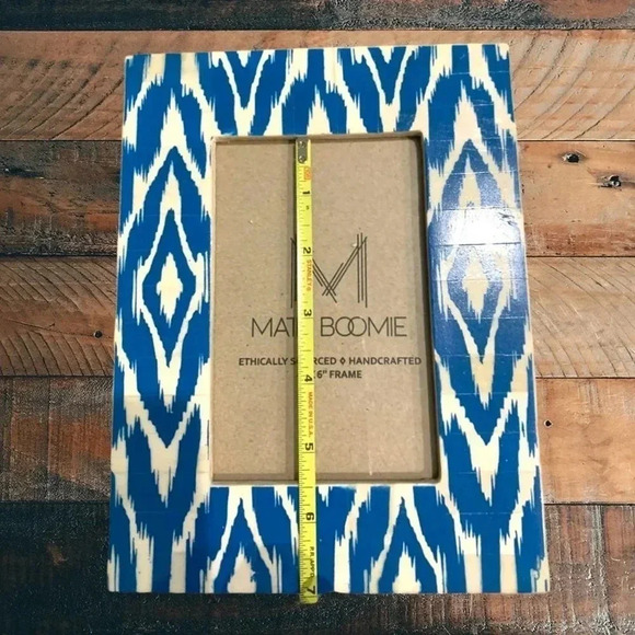 MATR Boomie Boho Picture Frame Teal and White Tribal Artisan Made - Picture 3 of 4